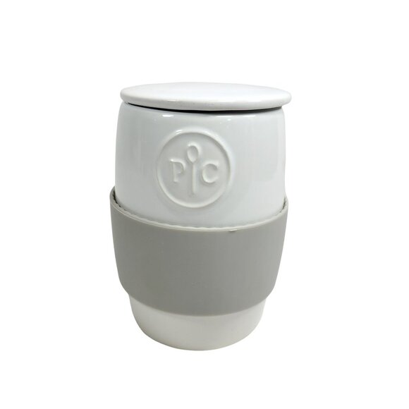 Pampered Chef White & Gray Ceramic Egg Cooker - Picture 1 of 5